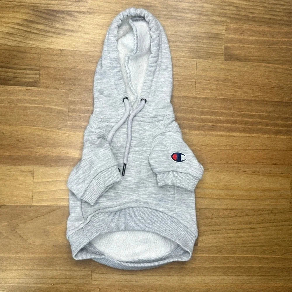 Champion Pet Dog Hoodie Gray Fleece Pullover Sweatshirt XS Small Dog